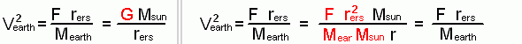 F r / M1 = G M2 / r = F r^2 M2 / M1 M2 r 
