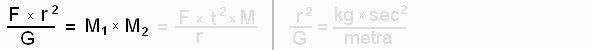 F r^2 / G = M1 M2