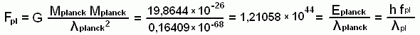 equation F planck | 1,21058 x10^44 N
